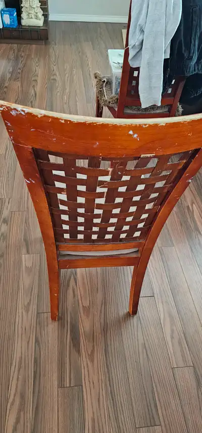 Set of 4 wooden dining room chairs. Free, View more