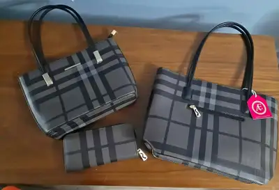Brand new 3 pc plaid black purse set by AE Alina Exclusives, View more