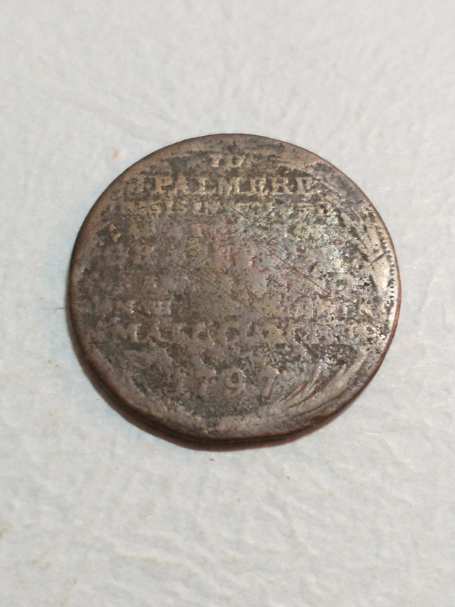 1797 UK 1/2 penny token Middlesex Palmer's Mail Coach in Arts & Collectibles in City of Toronto - Image 4