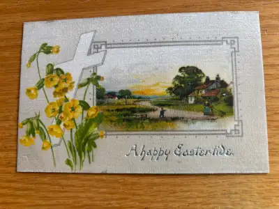 Check out this antique Easter postcard from the early 1900s, featuring a lovely embossed design with...