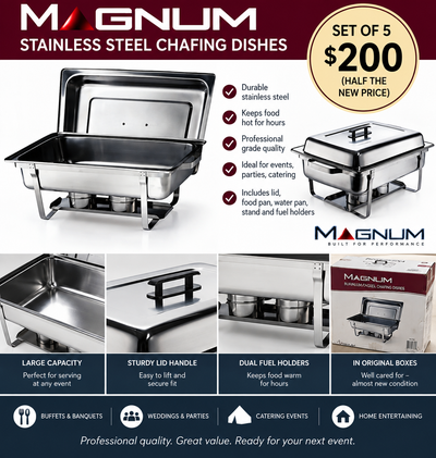 Magnum Chafing Dishes - Stainless Steel - Set of 5  - $200, View more