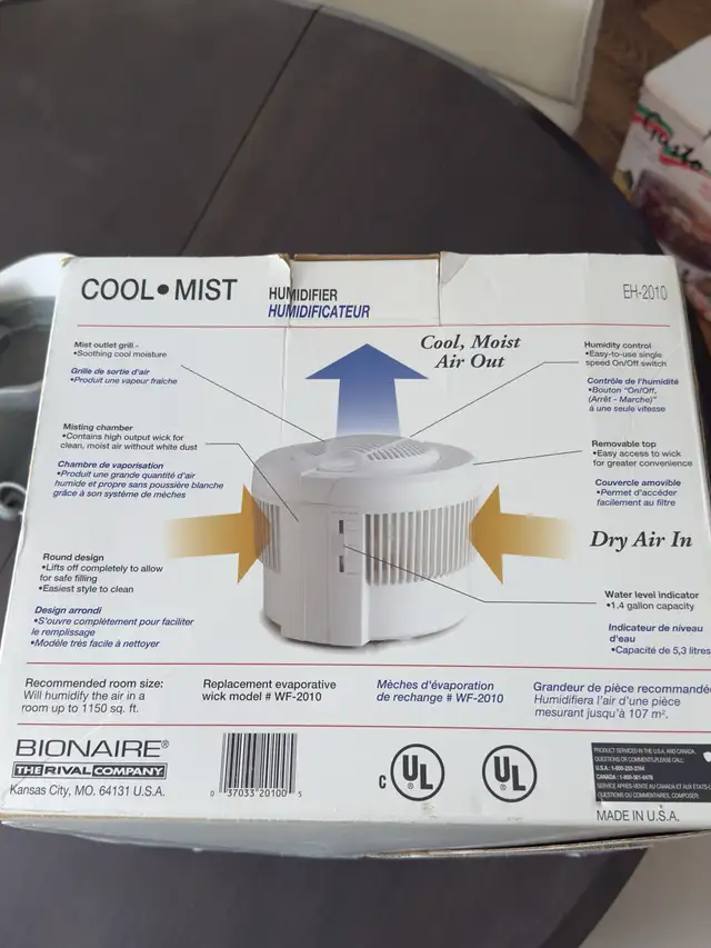 bionaire cool mist eh2010 good cond 64520005126659121