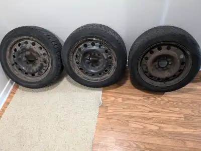 3 Winter tires on rims. 205 55 R16