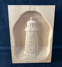 Beautiful Carved Wood Art Lighthouse Wall Decor