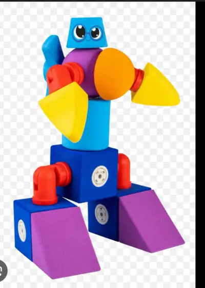The image displays Blockaroo magnetic foam building blocks, which are an award-winning STEM toy desi...
