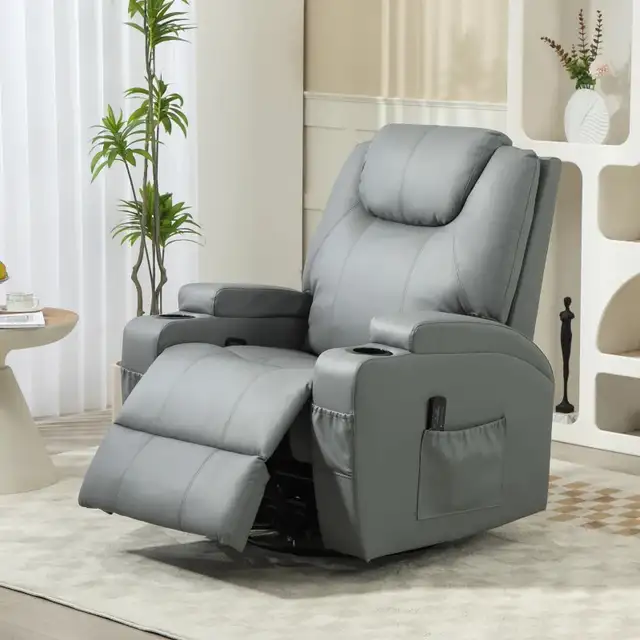 Massage Recliner Chair Leather Swivel Rocker Manual Reclining Ch in Chairs & Recliners in Markham / York Region - Image 8