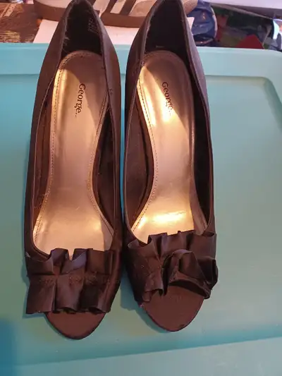 Black open toed high heels, View more