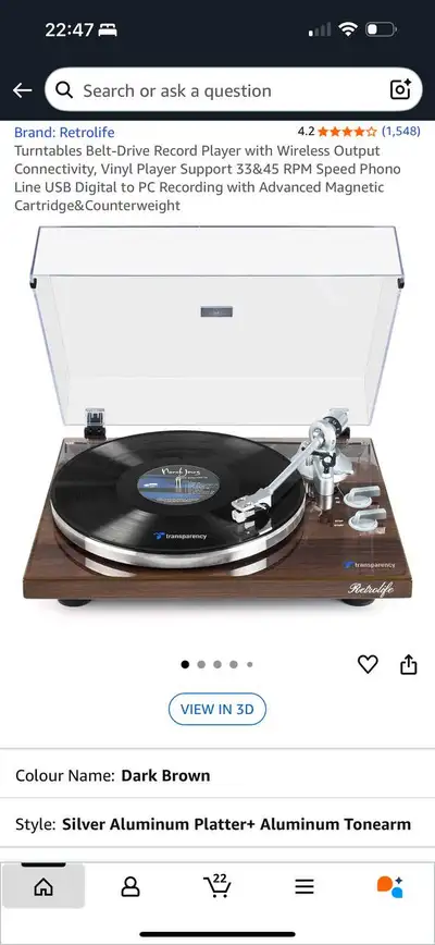 NEW Retrolife Belt-Drive Turntable Record Player – $220 Brand new, never used – still in original co...