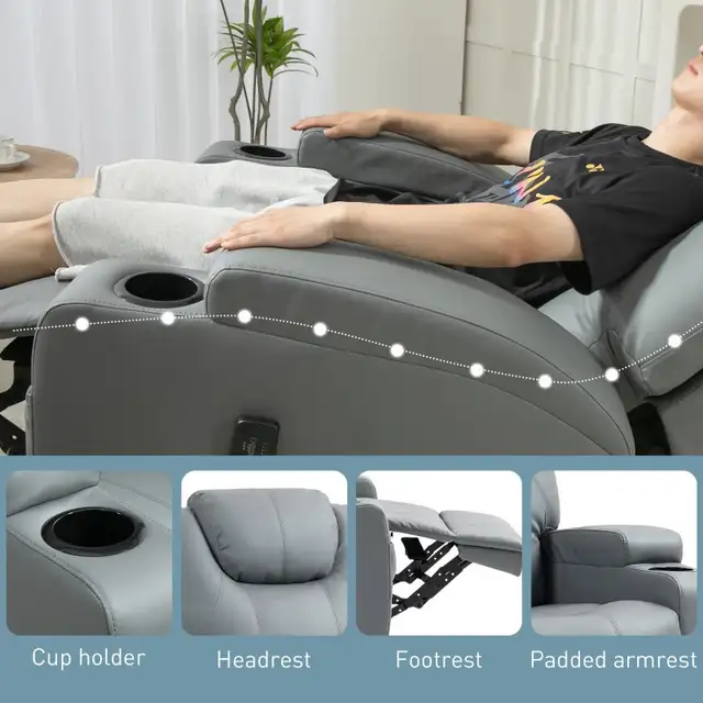 Massage Recliner Chair Leather Swivel Rocker Manual Reclining Ch in Chairs & Recliners in Markham / York Region - Image 9
