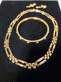Monet Necklace Bangle Bracelet And Earrings Set 3 Piece Lot