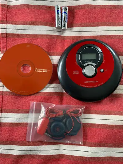 Nexxtech Portable CD Player with Anti-Shock Protection + Lauryn Hill CD + Batteries & Vintage Headph...