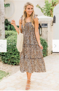 Pink Lily BROWN ANIMAL PRINT MIDI DRESS