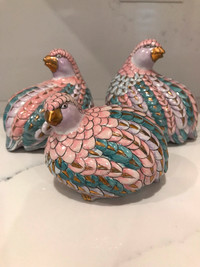 Vintage Hand Painted Toyo Ceramic Quail grouse figurines