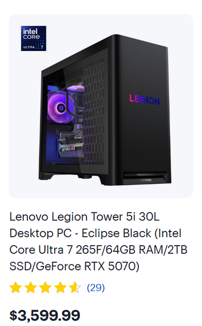 Lenovo legion desktop 5i, View more