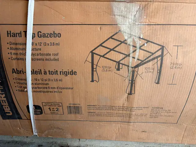 Brand New in box (unopened) UberHaus 10 x 12 x8ft hardtop gazebo63351295641345124