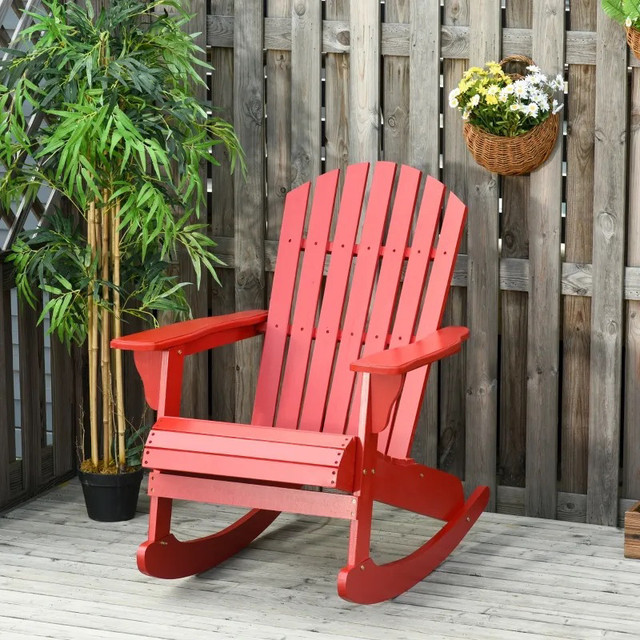 Wooden Adirondack Rocking Chair with Slatted Wooden Design, Fann in Patio & Garden Furniture in Markham / York Region