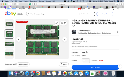OWC 16GB (2x8GB) PC12800 DDR3L 1600MHz SO-DIMMs Memory Ram Upgrade Compatible with 2011-2015 iMac, 2...