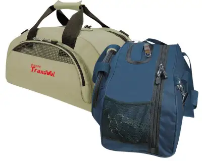 600D polyester gym bag with multiple pockets and shoe pocket; carry handles and shoulder strap; 21 x...