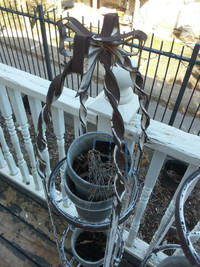 Beautiful antique heavy wrought iron flower stands
