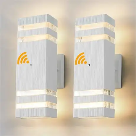 NEW TEBLAMPUE Pack of 2 Dusk to Dawn Outdoor Wall Lights, White