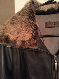 Medium leather Jacket lined with soft rabbit fur