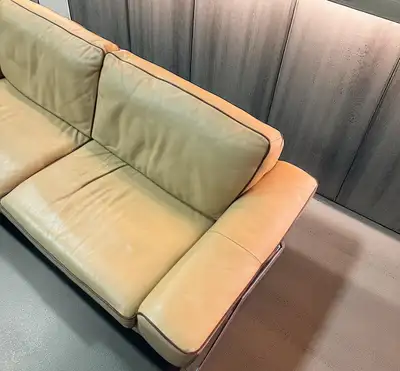 Genuine Leather Mobilia Ivory Couch 3 Seater Sofa Modern Steel b, View more