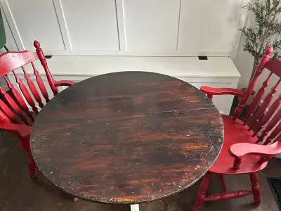 Solid oak table and chairs , View more