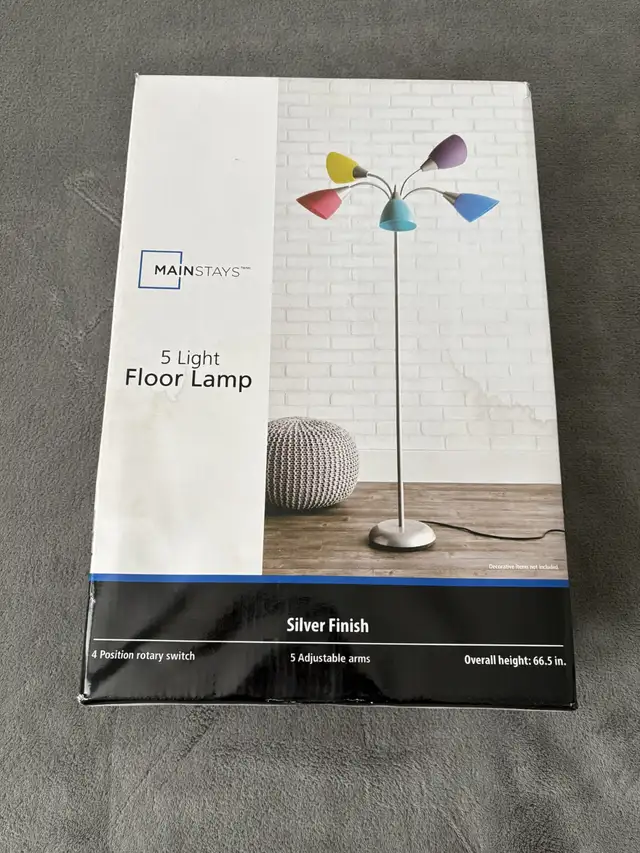 Mainstays 5 Light Floor Lamp Brand New in Indoor Lighting & Fans in Oshawa / Durham Region - Image 2