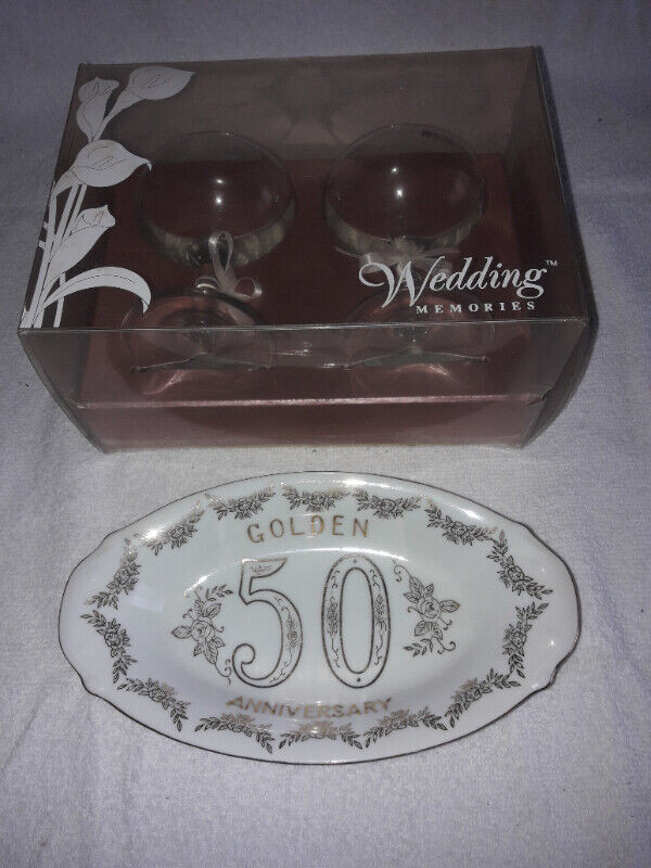 50th Anniversary Glasses and Dish in Kitchen & Dining Wares in Dartmouth