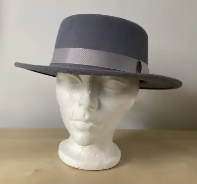 REVAMPED by SIRENS Grey Ladies' Flat Top Fedora Hat Size S/P, View more