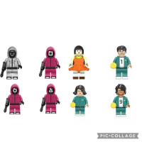 New Set of 8 Custom SQUID GAME Characters Mini Brick Figures 