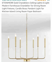 Gold Chandeliers. New open box. Available in kitchener Doon 