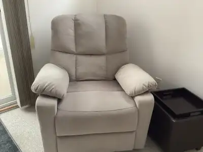 Beige Cloth Power Recliner , View more