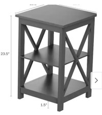 Lavish Home Bedside or End Table with X-Legs, Gray
