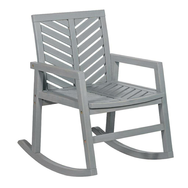Outdoor Chevron Rocking Chair in Grey Wash in Chairs & Recliners in Mississauga / Peel Region - Image 3