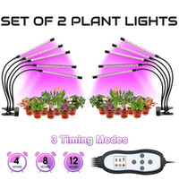 Set of 2 Plants Flowers Lights Plant Light Indoor LED Full Lamp