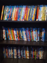 Book shelf with all kids DVD movies