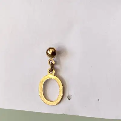 Single Dangle Drop Pierced Earring Gold toned metal but no gold stamp Costume Jewelry ⅞" $1.00 Maple...