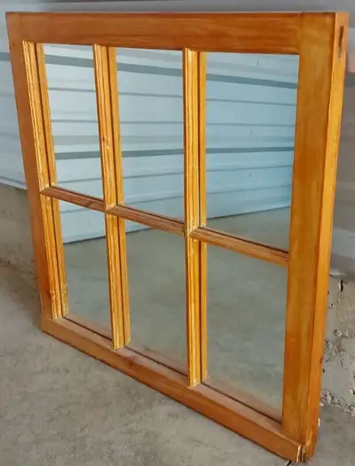 WOOD FRAME "WINDOWPANE" MIRROR, View more