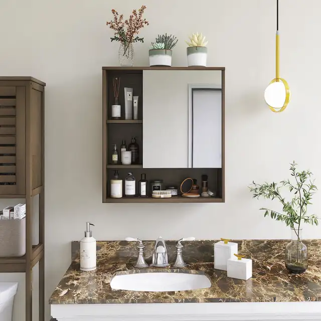New SMIBUY Bathroom Cabinet Wall Mounted with Mirror in Home Décor & Accents in City of Toronto - Image 3