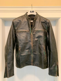 NEW Men’s Distressed Leather Jacket (Large)