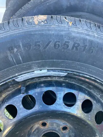 Set of 4 Blackhawk summer tires mounted on steel rims. Like new. Bolt pattern is 5x105. Came off Che...