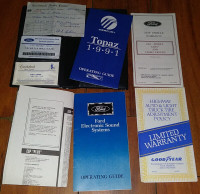 1991 FORD MERCURY TOPAZ New Car Owners Manual and all PAPERWORK