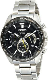Seiko Chronograph Quartz Tachymeter Stainless Steel Men's Watch