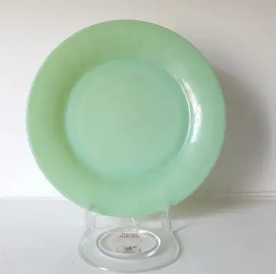 Mid century Fire-King jadeite plate 9 inches. Restaurant ware in very good condition. Pickup Orillia...