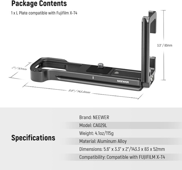 NEEWER CA029L Metal L Plate For Fujifilm X-T4 Camera dans Appareils photo et caméras  à Ville de Montréal - Image 2