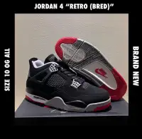 JORDAN 4 "RETRO BRED" (Size 10)