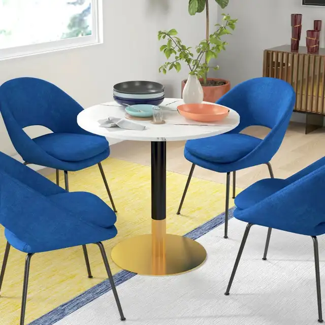 Round Dining Table, Modern Dining Room Table with Faux Marble  in Dining Tables & Sets in Markham / York Region - Image 3