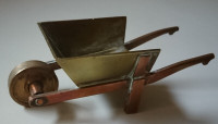 Vintage Brass/Copper Miniature Wheelbarrow Dollhouse Figurine