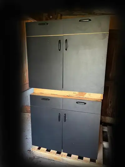 2 Black Workbench Cabinets - Industrial Grade, High Quality, View more